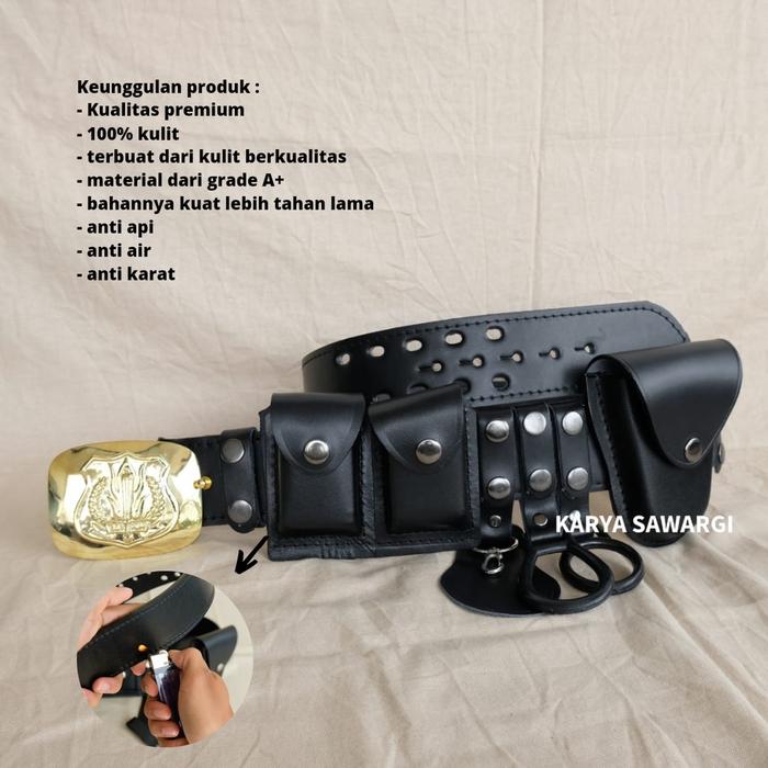 Termurah !! Kopel Sabuk Satpam Kulit Asli Fullset KMB