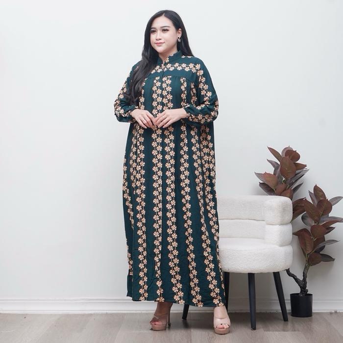 Isabel Dress gamis rayon Busui bumil jumbo Ld 115-120 Resleting depan gamis Dress daily ternyaman ca
