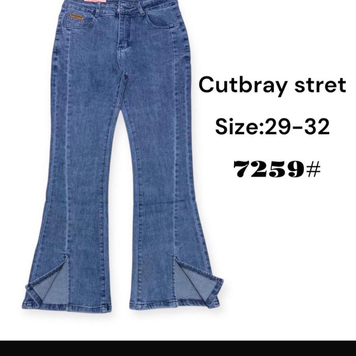 Celana cutbray jeans Wanita Belah depan import