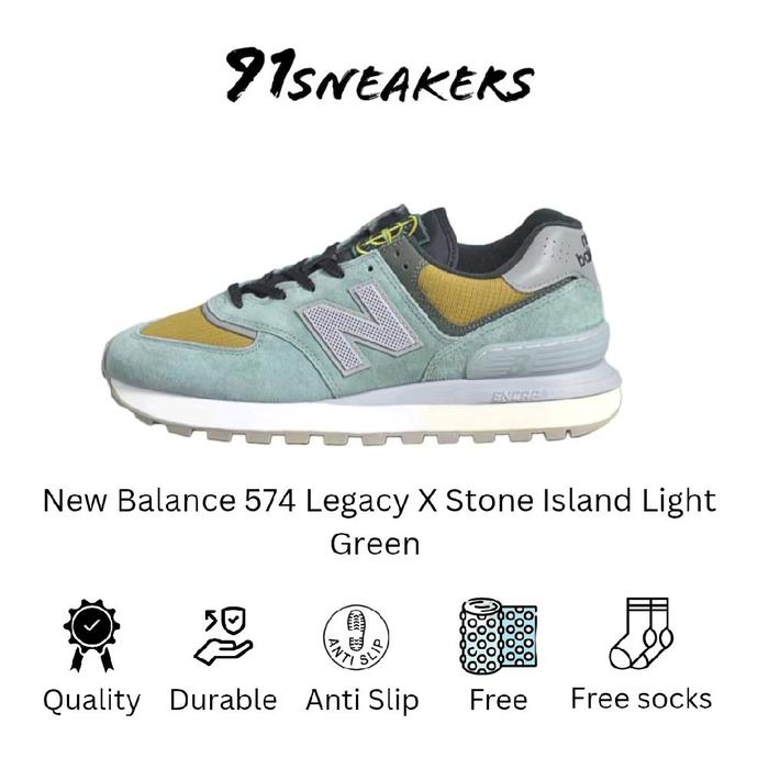 Sepatu Sneakers New Balance 575 Legacy X Stone Island Light Green