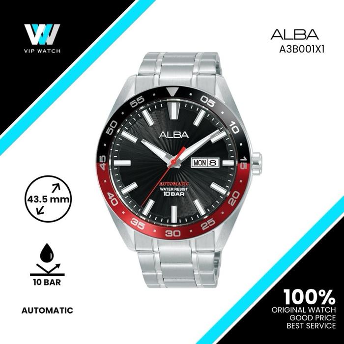 ALBA Jam Tangan Pria A3B001X1 Automatic 43.5 mm Tahan Air 10 Bar Original Watch Good Price Best Serv
