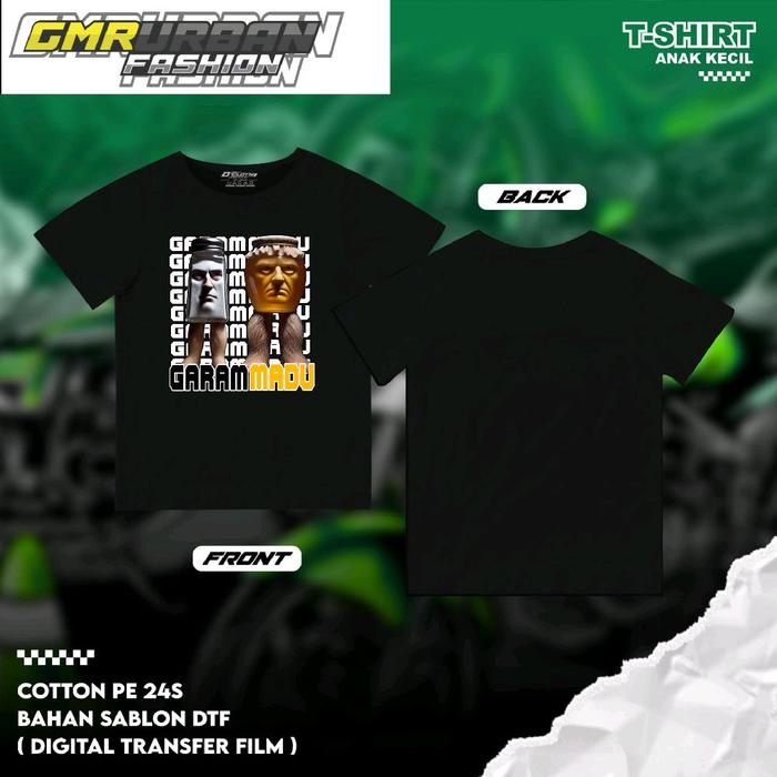 T-shirt kaos anak viral tik tok NAOMALI BRAINROT GARAM DAN MADU bahan polyester 24s tebal halus sabl