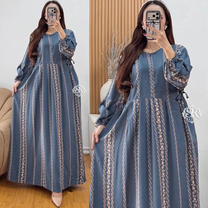 TERUJI Gamis Saerah Dress Rayon Premium Chibi Busui Lengen Panjang Karet Batik Tebel Adem