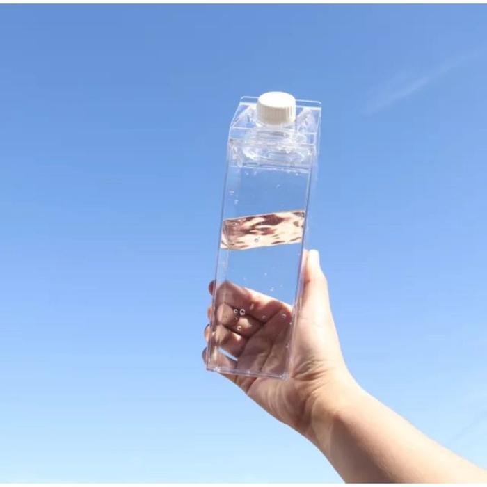 Botol minum transparan bening botol susu kotak minimalis botol kulkas