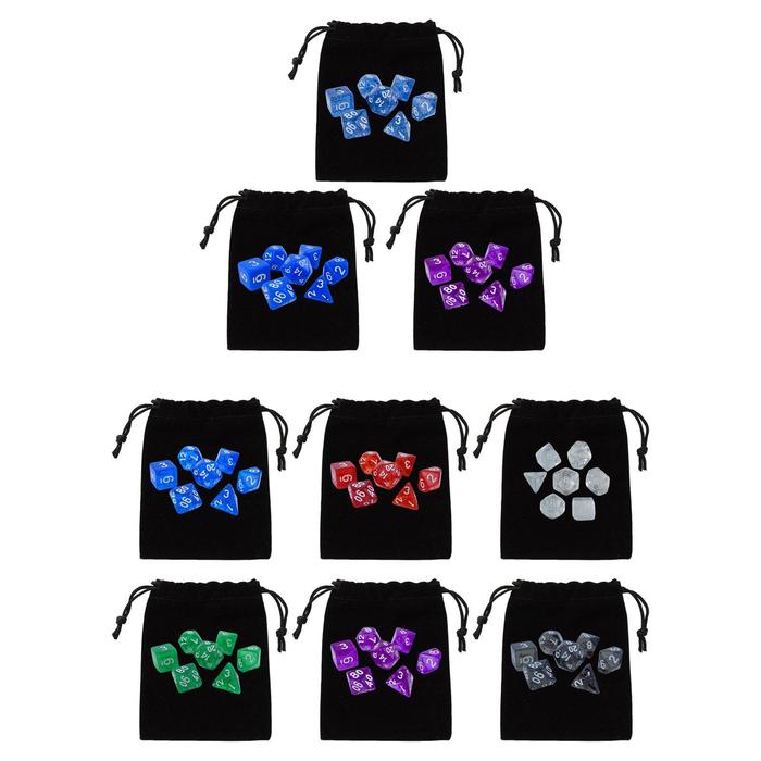 Dadu Polyhedral Portabel dengan Tas Set Dadu Multiwarna