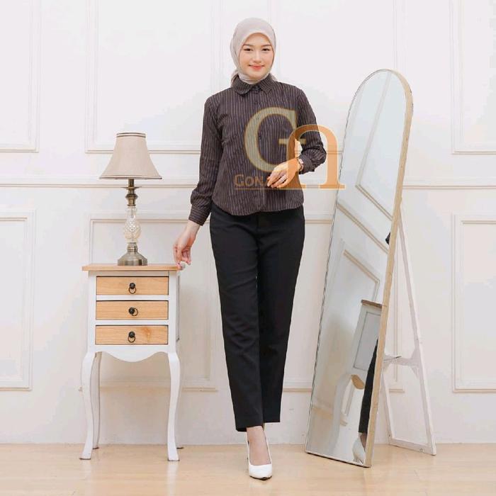 GN(Kemeja Cewek panjang) Garis Garis