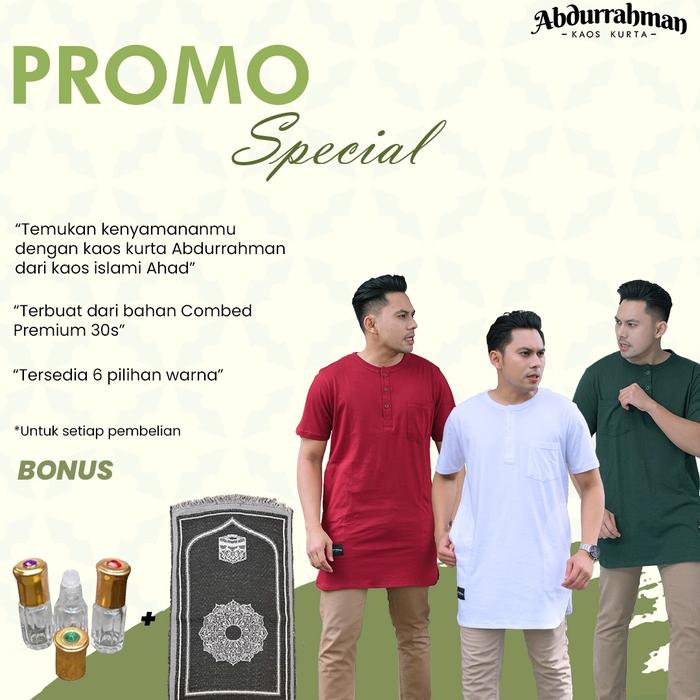 PROMO SPESIAL Kaos islami ahad Kurta Abdurrahman Cotton Premium -Bonus Sajadah plus parfum