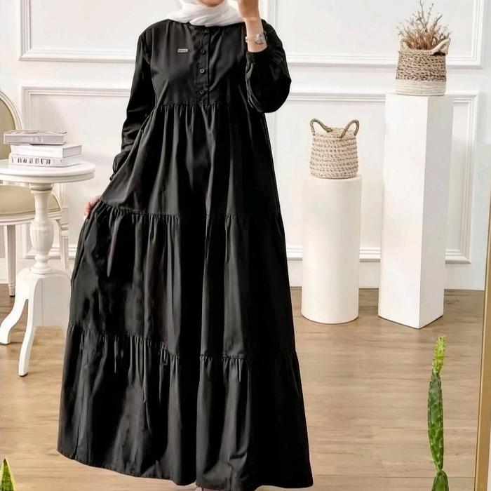Gamis Kirania Bahan Rayon Twill Premium Polos Dress  Long Dres Wanita Muslim Dewasa Fashion Hijab Mo
