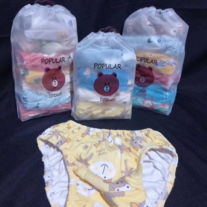 6 PCS Celana Dalem Anak Laki laki dan Perempuan 1-5th Kemasan Pouch Motif Fashion Pakaian Dalam Cuci