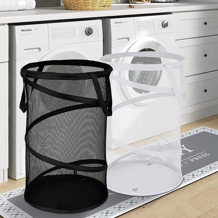 Dirty clothes storage basket cylindrical dirty clothes basket mesh