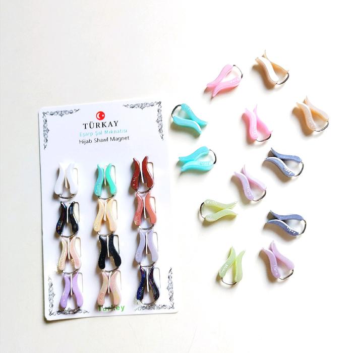 Klip Jilbab Turki isi 12pcs/Klip Hijab model Tulip/Klip Jilbab/Klip Kerudung jepit hijab aesthetic p