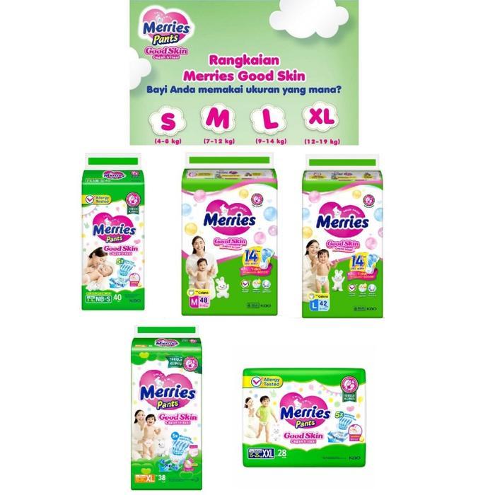 Merries Pants Jumbo – NBS40/M48/L42/XL38/XXL28 | Merries Pants Good Skin | Popok Celana Merries