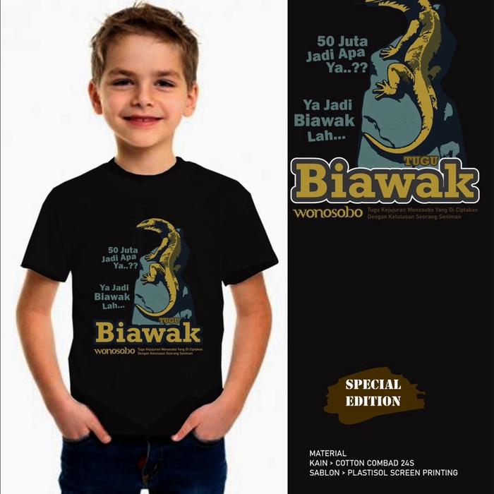 Kaos biawak wonosobo anak anak kaos viral catton combed 24s bahan adem