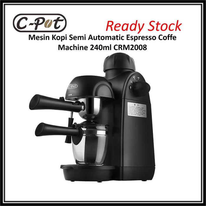 Mesin Kopi Semi Automatic Espresso Coffe Machine 240ml CRM2008 - Black