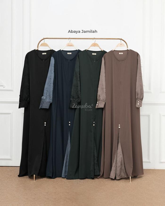 Jamilah Ied Series by Zanuba Jilbabsyarie Raya Couple Gamis Abaya Set Khimar Gamis Abaya Syari Lebar