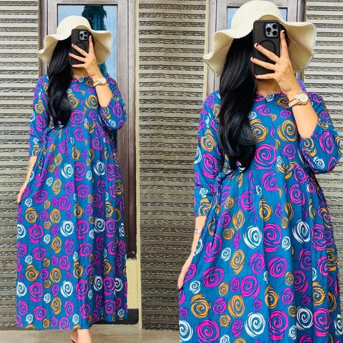 Daster Lengan 3/4 Rayon Premium Reseleting Dada Busui Freindly Tali Samping Baju Tidur Wanita Gamis 