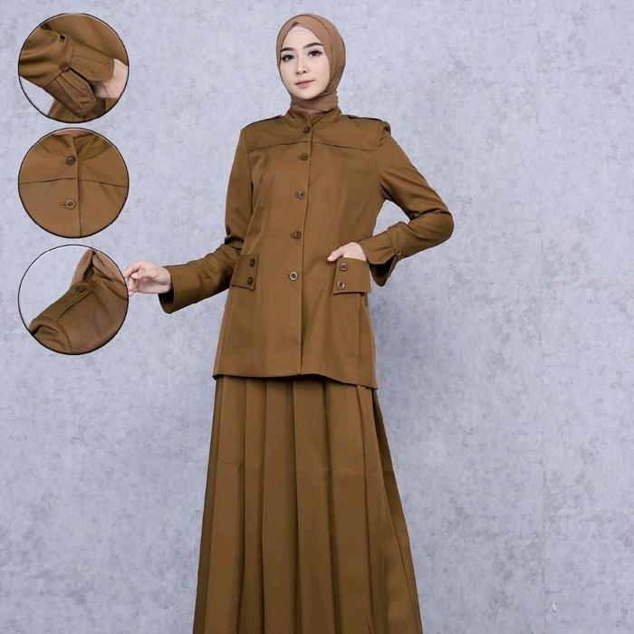 Blezer Pemda Tua wanita rok A seragam Dinas Kheki tua rok A rempel baju kerja wanita