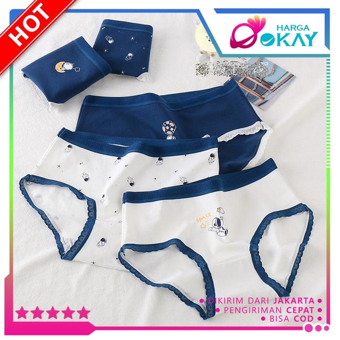 HO Celana Dalam Wanita Renda Gambar Astronot 6738 Bahan Katun Kolor Wanita Lucu Sempak Underwear Seg