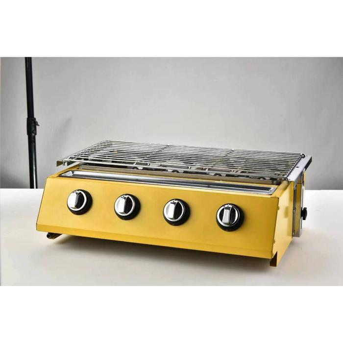 -Kompor Panggangan Sosis 2-4 Tungku/Bbq Grill Gas Alat Pemanggang Daging Stainles