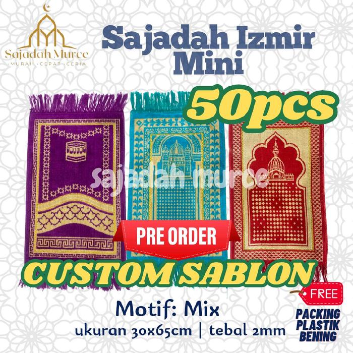 [CUSTOM SABLON] 50Pcs Sajadah Bludru Mini Sajadah Muka Mini Ukuran 35x65cm Bahan Halus Lembut dan Su