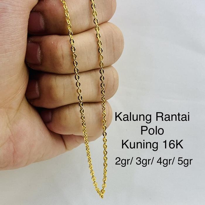 KALUNG RANTAI EMAS ASLI POLO KUNING KADAR 700 16K1  2 3 4 5 GR GRAM POLOS