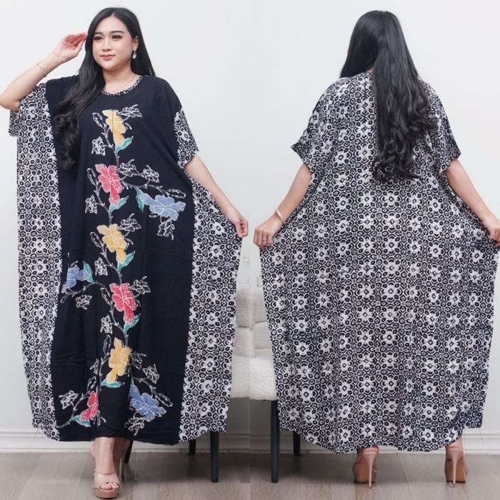 daster rosalia daster batik cap hitam lowo panjang semata kaki motif bunga bahan rayon premium bumil