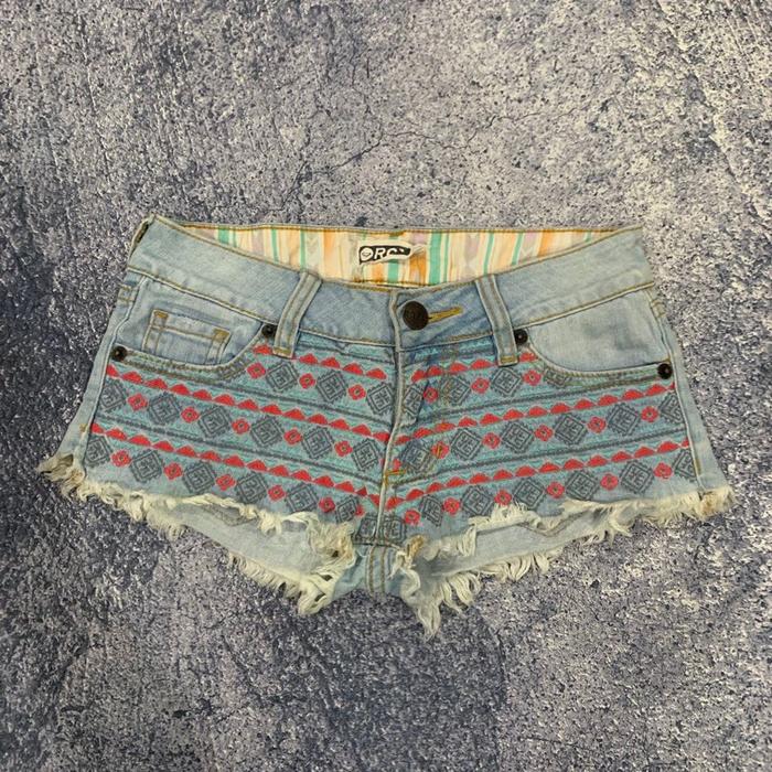 Roxy Boho Embroidery Denim Y2k Hotpants Original