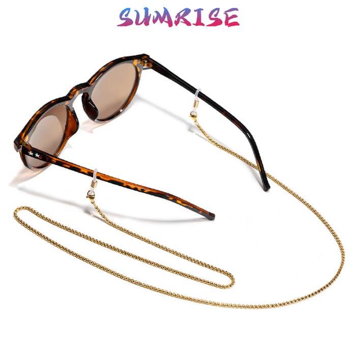 Rantai Kacamata Premium Stainless Steel Tali Anti Slip untuk Kacamata & Masker Unisex Pria Wanita