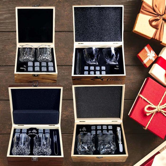 Whiskey Glass Set Luxury Whisky Glasses Stones Sets Reusable Ice