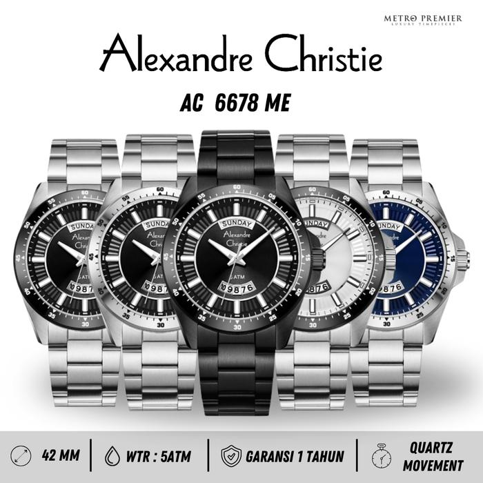 Alexandre Christie AC 6678 AC6678 ME Jam Tangan Pria Analog Stainless Steel Original & Garansi Resmi