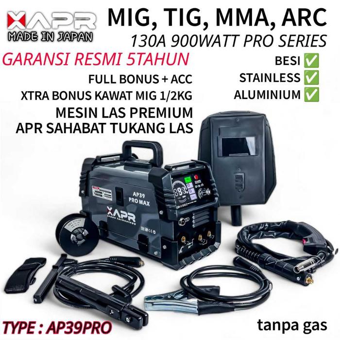 Promo  Mesin Las Apr Ap39 Pro Mig Tig Mma Arc 130A 900Watt Garansi 5Thn Full Bonus Welding Machine