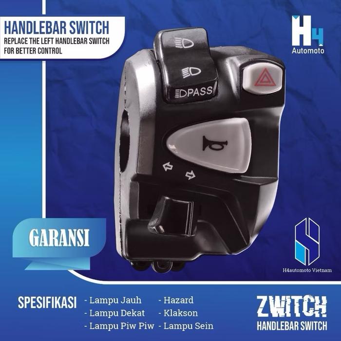 Handlebar Zwitch H4 Vietnam - Saklar Kiri Dengan Hazard Universal Vario Scoopy Nmax Pcx