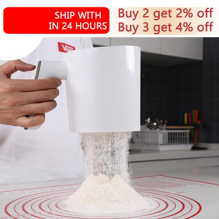 1 Liter Handheld Electric Flour Sieve Icing Sugar Powder Stainless