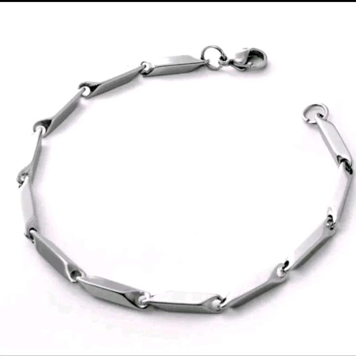 Gelang Baja Putih Model Padi Titanium Bracelet (COD)