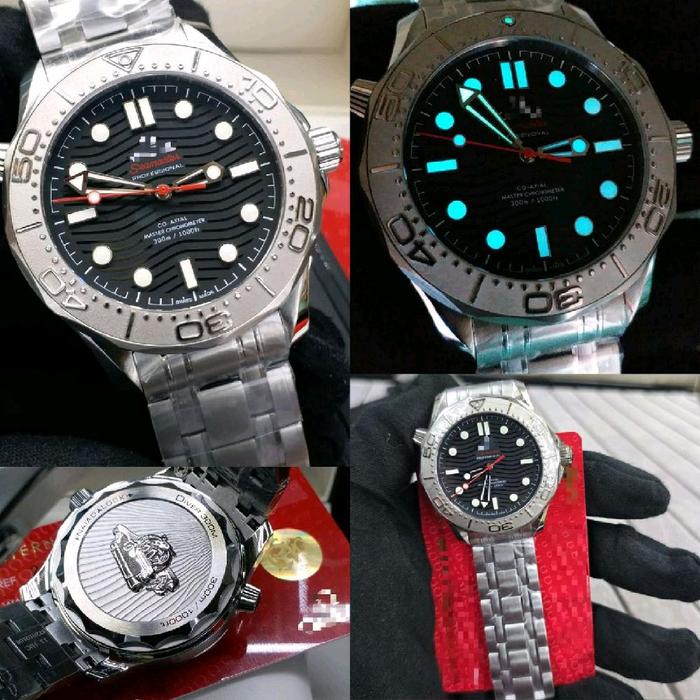 JAM TANGAN PRIA SEMASTER OMEGA DIVER BLACK NEKTON EDITION VSF SS BRACELET TOP TIER 5