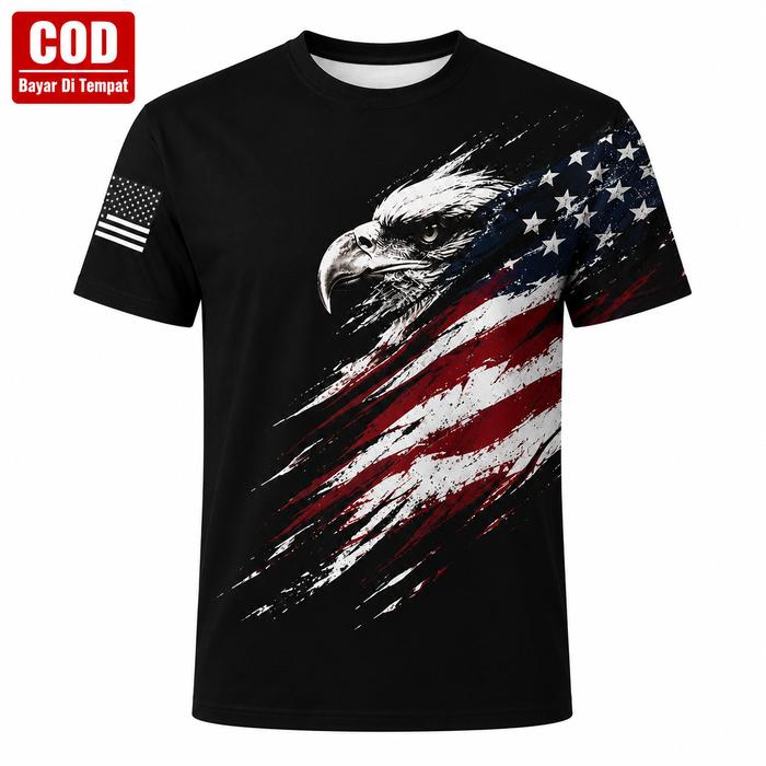 Kaos Distro Pria "FREEDOM EAGLE" - Tactical Grunge Style & Simbol Kekuatan - Sablon Heat Transfer - 