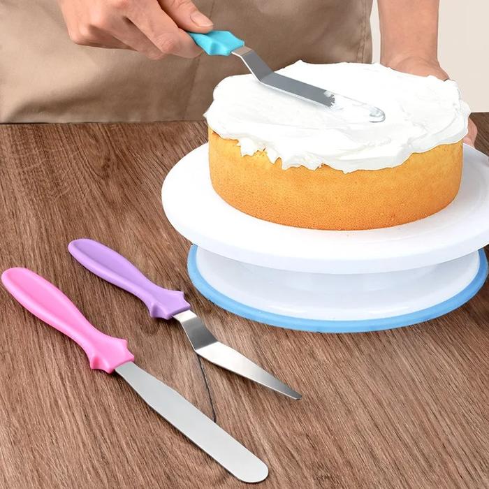 3pc/set Small Cranked Angled Spatula Palette Knife Stainless Steel Butter Cake Cream Knife Spatula F