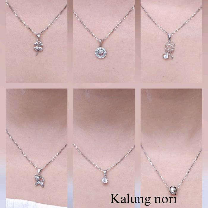Kalung Perak 925.kalung nori kaca +liontin perak 925