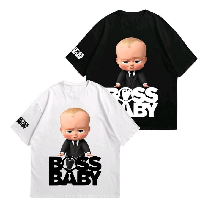 [ FREE NAME ] KAOS ANAK 1-12TH EFEK AI MOTIF BOSS BABY SERIES LENGAN PENDEK COTTON COMBED