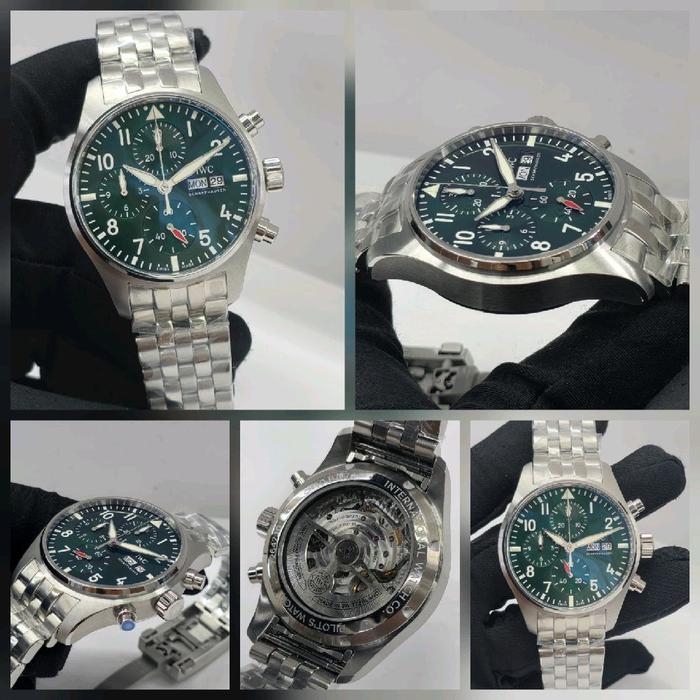 Jam Tangan IWC Pilot's Swiss Automatic Chronograph APS 41mm - Green dial stainless steel