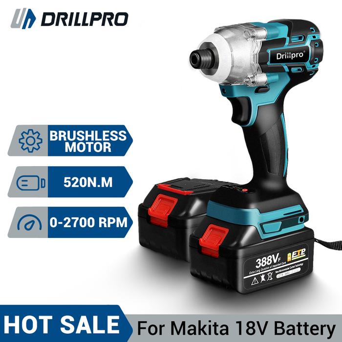 Drillpro 388VF Cordless Brushless Electric Screwdriver  1/4 inch Power Tools  Drill Driver + LED Lig