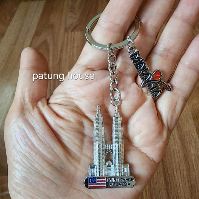 Gantungan Kunci Keychain Souvenir Malaysia Twin Tower Silver