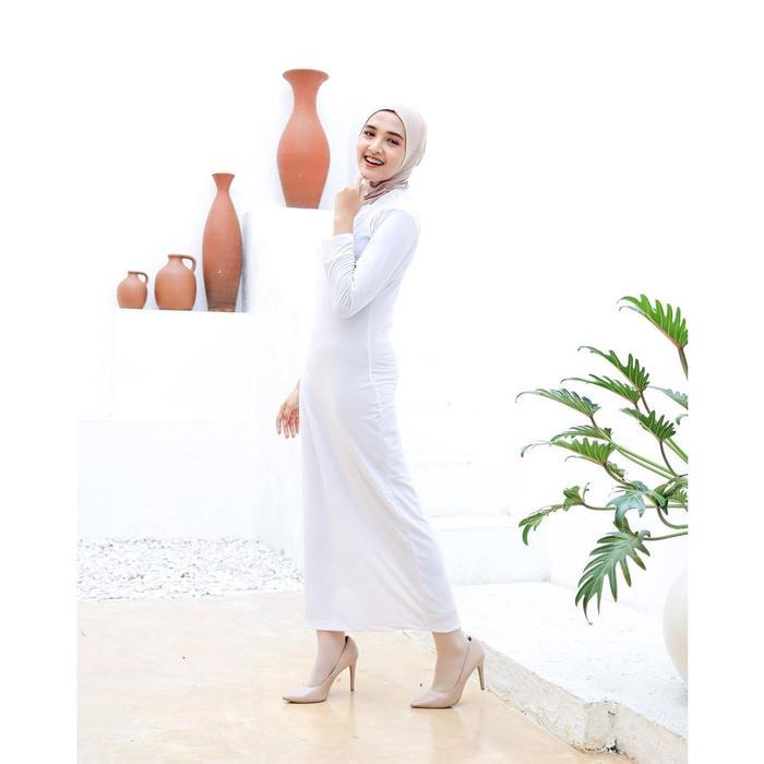 (JUMBO) DALEMAN MANSET BAJU GAMIS LENGAN PANJANG PREMIUM KAOS RAYON - Putih