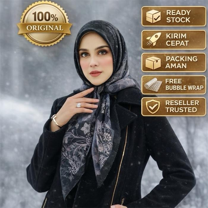 Buttonscarves Frozen Square Voal Jilbab Segi Empat Cantik Muslim Voile Premium Detail Print Eksklusi