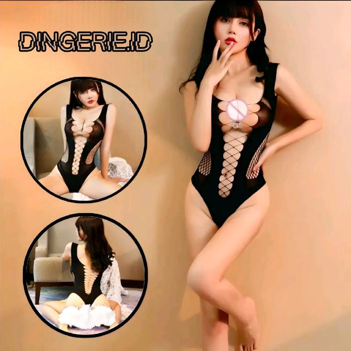 Bodystocking Lingerie SExy Jaring Silang Wanita - Warna Hitam baju tidur/dinas wanita night dress pr