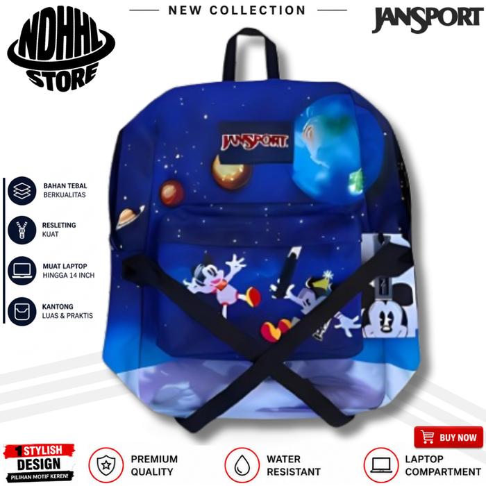 [100% REALPICT!] TAS RANSEL JANSPORT MICKEY MOUSE PLANET BUMI BACKPACK SCHOOL BAGS MICKEYMUSE GALAXY