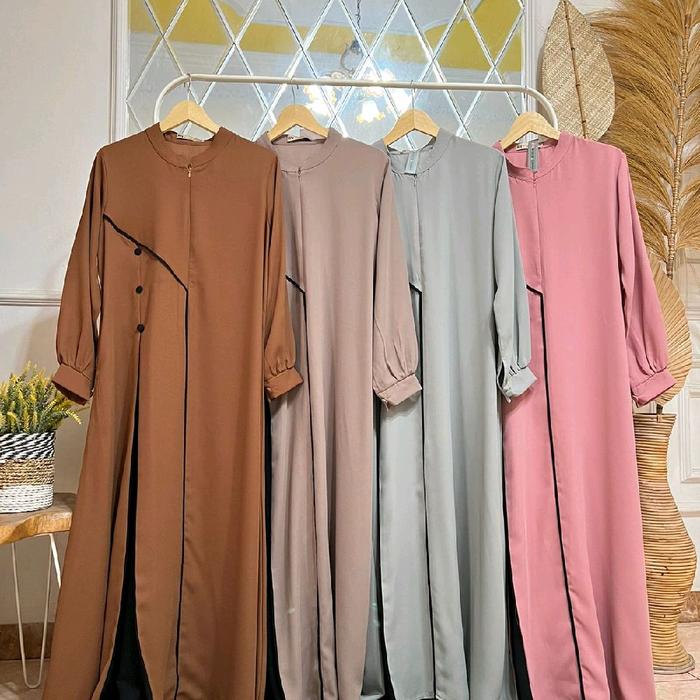 gamis cantik Muslim Mewah katun madina kombinasi