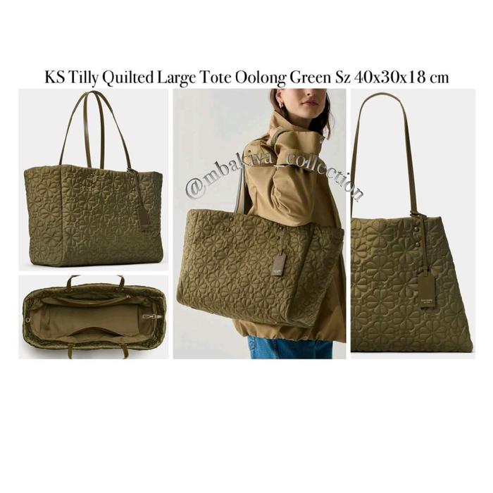 Tilly Quilted Large Tote Oolong Green
