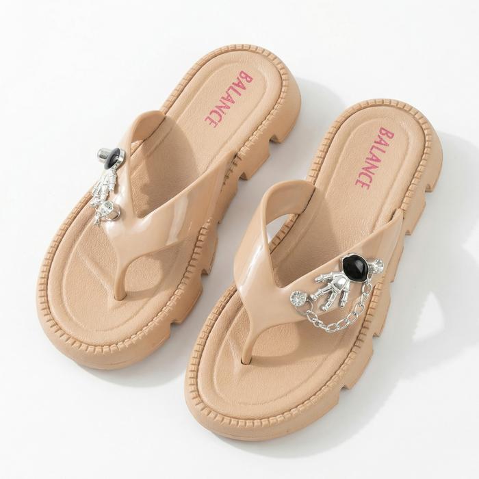 Sandal Karet Jepit Wanita Wedges Balance Motif Rantai 1404-2 Jelly