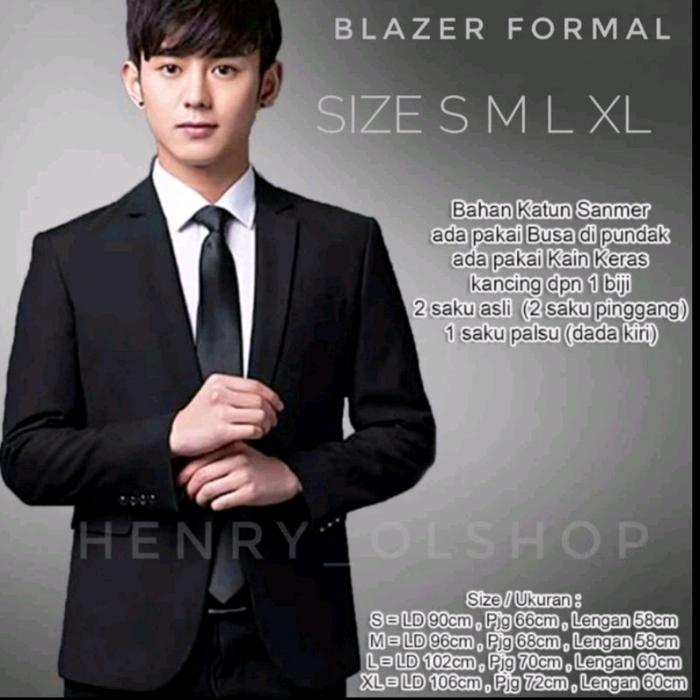 BLAZER FASHION PRIA ORIGINAL MODEL COWOK WARNA HITAM UKURAN SIZE S M L XL jas nikah pesta undangan v
